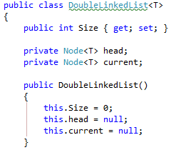 DoubleLinkedList class